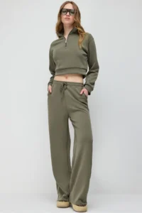 No Matter What Soft Textured Wide Leg  Sweatpants  with Adjustable Waist - Image 3