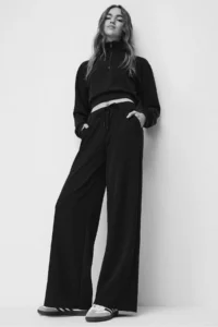 No Matter What Soft Textured Wide Leg Sweatpants with Adjustable Waist - Image 3