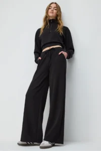 No Matter What Soft Textured Wide Leg Sweatpants with Adjustable Waist - Image 4