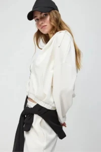 No Matter What Women's Zippered Hooded Crop Sweatshirt Jacket Soft Textured - Image 6