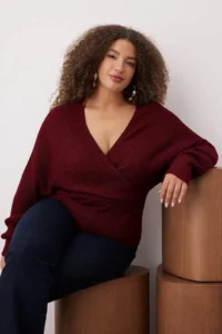Trendyol Curve Burgundy Double breasted Closed Back tied up Knitwear Sweater - Image 2