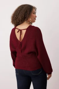 Trendyol Curve Burgundy Double breasted Closed Back tied up Knitwear Sweater - Image 4