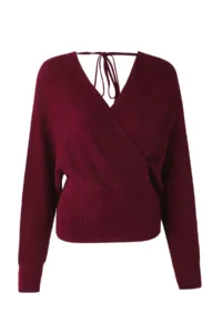 Trendyol Curve Burgundy Double breasted Closed Back tied up Knitwear Sweater - Image 5