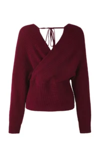 Trendyol Curve Burgundy Double breasted Closed Back tied up Knitwear Sweater - Image 7