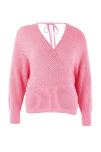 Trendyol Curve PINK Double breasted Closed Back tied up Knitwear Sweater - Image 5