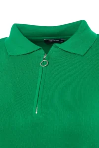Trendyol Curve Green Polo Shirt Collar Zipper Detailed Knitwear Sweater - Image 8