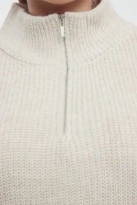 Trendyol Curve Stone Zippered Polo Shirt Collar Knitwear Sweater - Image 4