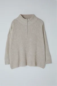 Trendyol Curve Stone Zippered Polo Shirt Collar Knitwear Sweater - Image 6