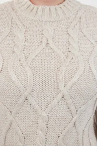 Trendyol Curve Beige Glitter Braided Knitwear Sweater - Image 4