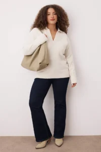 Trendyol Curve Ecru Polo Shirt Collar Soft Feeling Crop Knitwear Sweater - Image 2