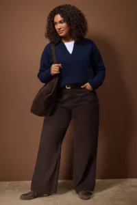 Trendyol Curve NAVY BLUE Polo Shirt Collar Soft Feeling Crop Knitwear Sweater - Image 2