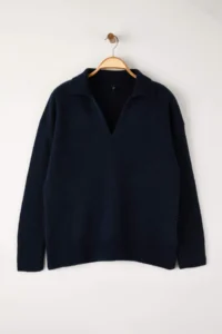 Trendyol Curve NAVY BLUE Polo Shirt Collar Soft Feeling Crop Knitwear Sweater - Image 5