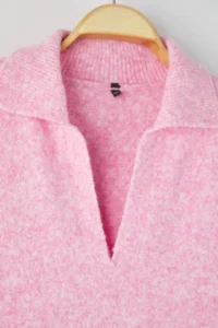 Trendyol Curve PINK Polo Shirt Collar Soft Feeling Crop Knitwear Sweater - Image 6