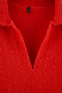 Trendyol Curve Red Polo Shirt Collar Soft Feeling Crop Knitwear Sweater - Image 7
