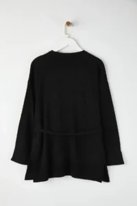 Trendyol Curve Black Beli Belted LONG Knitwear Sweater - Image 8