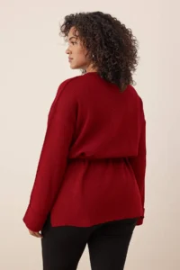 Trendyol Curve Red Beli Belted LONG Knitwear Sweater - Image 5