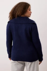 Trendyol Curve NAVY BLUE Turndown collar Stone Detailed Knitwear Sweater - Image 4