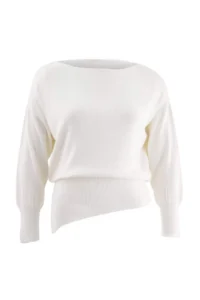 Trendyol Curve Ecru Mercerized Look Boat Neck Slit Detailed Thin Knitwear Sweater - Image 5