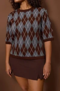 Trendyol Curve Brown Baklava Patterned Soft Touch Knitwear Sweater - Image 3