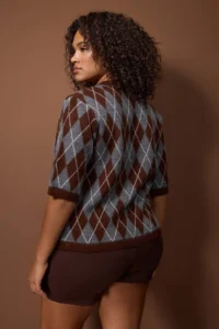 Trendyol Curve Brown Baklava Patterned Soft Touch Knitwear Sweater - Image 4