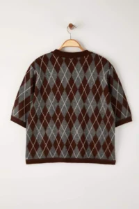 Trendyol Curve Brown Baklava Patterned Soft Touch Knitwear Sweater - Image 8