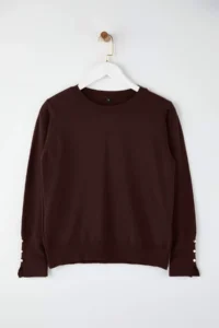 Trendyol Curve Brown Mercerized Look Premium Thread / Special Thread Basic Knitwear Sweater - Image 2