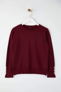 Trendyol Curve Burgundy Mercerized Look Premium Thread / Special Thread Basic Knitwear Sweater - Image 2