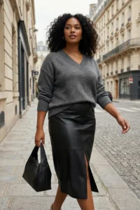 Trendyol Curve Wardrobe Essentials Anthracite Basic Wide Pattern Soft textured Knitwear Sweater