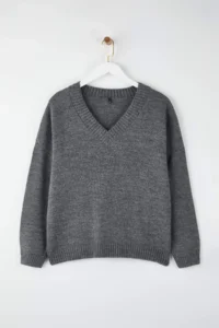 Trendyol Curve Wardrobe Essentials Anthracite Basic Wide Pattern Soft textured Knitwear Sweater - Image 2
