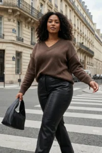 Trendyol Curve Wardrobe Essentials Mink Basic Wide Pattern Soft textured Knitwear Sweater