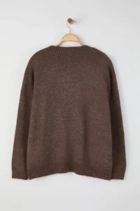 Trendyol Curve Wardrobe Essentials Mink Basic Wide Pattern Soft textured Knitwear Sweater - Image 4