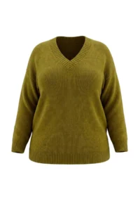 Trendyol Curve Wardrobe Essentials Oil Green Basic Wide Pattern Soft textured Knitwear Sweater - Image 6