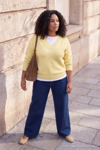 Trendyol Curve Wardrobe Essentials Yellow Basic Wide Pattern Soft textured Knitwear Sweater