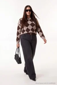 Trendyol Curve Multicolored Baklava Patterned Knitwear Sweater - Image 3