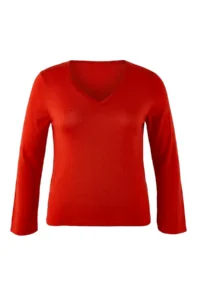 Trendyol Curve Red V-neck Basic Thin Knitwear Sweater - Image 5
