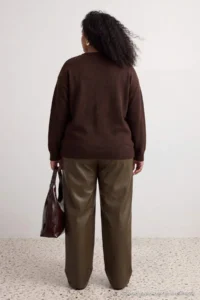 Trendyol Curve Brown Soft textured Shawl Knitwear Sweater - Image 4