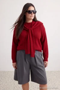 Trendyol Curve Red Soft textured Shawl Knitwear Sweater - Image 2