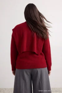 Trendyol Curve Red Soft textured Shawl Knitwear Sweater - Image 4