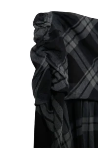 Trendyol Curve Multicolored Plaid Patterned skater Asymmetric Skirt Ucu Detailed Flexible Knitting Skirt - Image 6