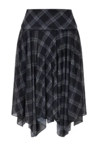 Trendyol Curve Multicolored Plaid Patterned skater Asymmetric Skirt Ucu Detailed Flexible Knitting Skirt - Image 7
