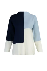 Trendyol Modest BLUE Color Color Bloklu High Neck Knitwear Sweater - Image 7
