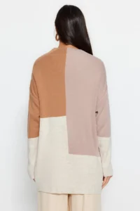 Trendyol Modest Stone Color Bloklu High Neck Knitwear Sweater - Image 5