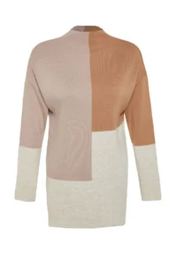 Trendyol Modest Stone Color Bloklu High Neck Knitwear Sweater - Image 6