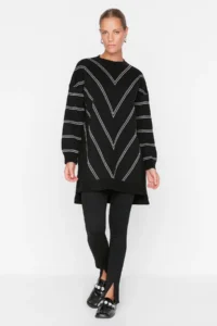 Trendyol Modest Black Simli LONG Knitwear Sweater - Image 2