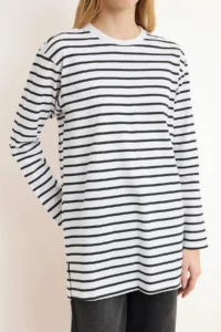 Trendyol Modest Black Striped Knitting Tunic - Image 3