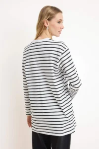 Trendyol Modest Black Striped Knitting Tunic - Image 4