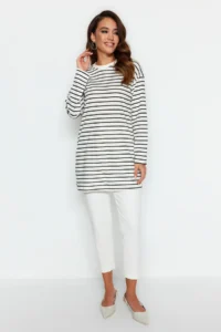 Trendyol Modest Black Striped Knitting Tunic - Image 7