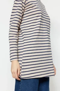 Trendyol Modest Mink Striped Knitting Tunic - Image 5