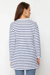 Trendyol Modest BLUE Striped Knitting Tunic - Image 10
