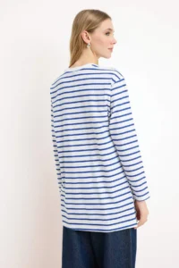 Trendyol Modest BLUE Striped Knitting Tunic - Image 4